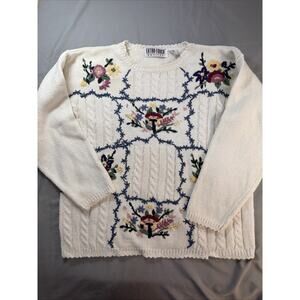 Extra Touch Petite Women’s Floral Grandma Sweater Size Petite Medium